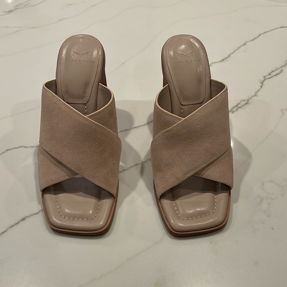 Marc Fisher Gray Suede Sandals